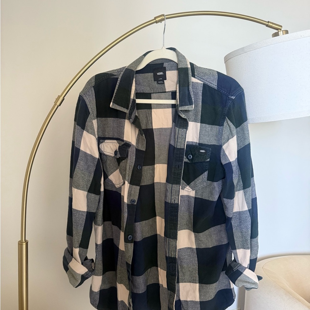 Vans Navy and Cream Plaid Shirt